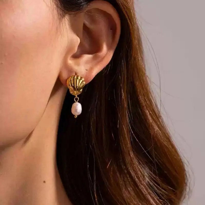 925 Sterling Silver Ear Needle Korean Pearl Hoop Earrings For Women Huggie Gold Earring Pendientes Fine Wedding Jewelry Gift