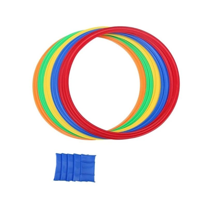 Colorful Jump Hoop Set Indoor Sports Game Physical Training Jumping Hoops Family Backyard Activity Toy Children Gift D5QA