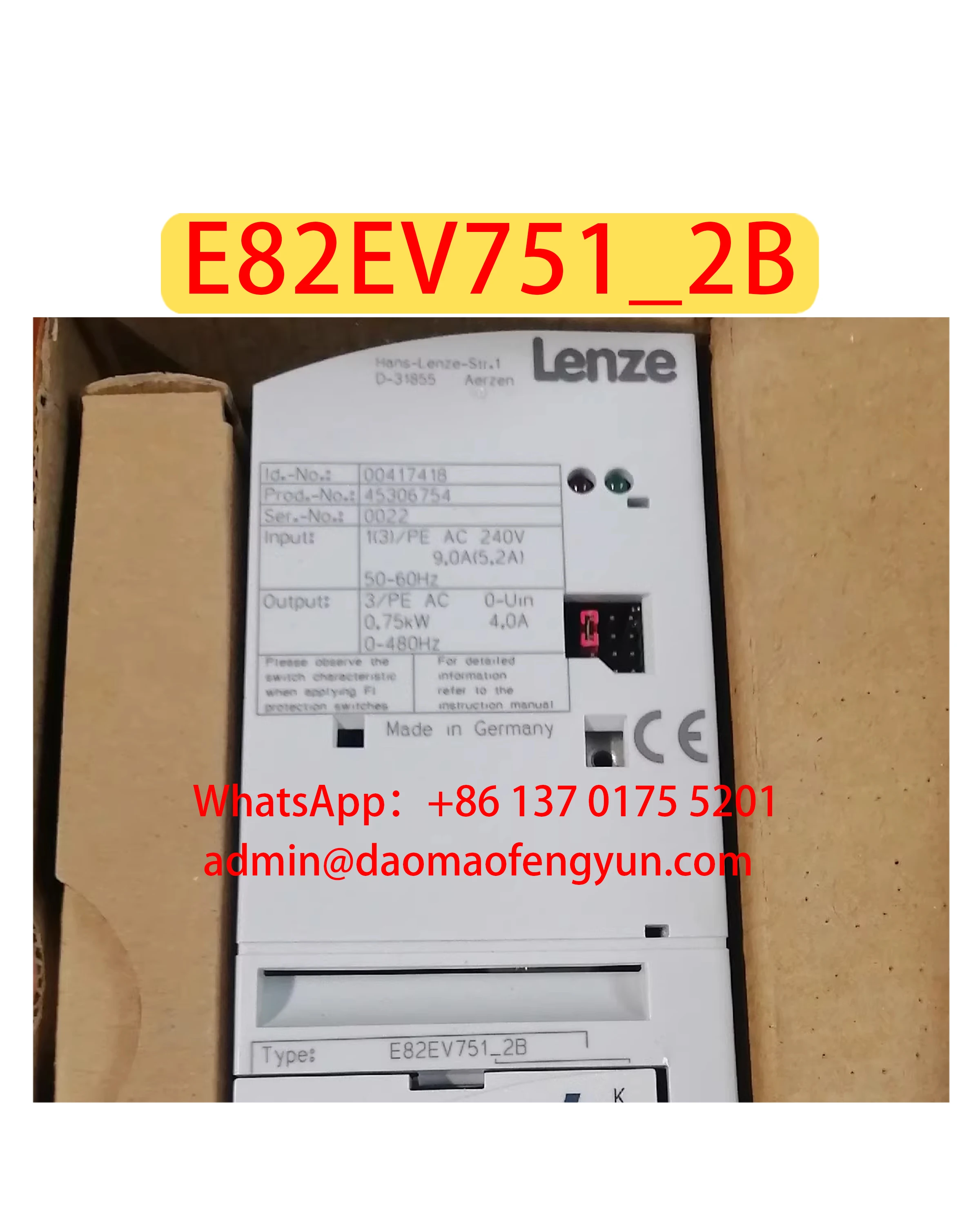 

8200 вектор E82EV751_2B Совершенно новый E82EV751K2B, преобразователь 0,75 кВт, быстрая доставка