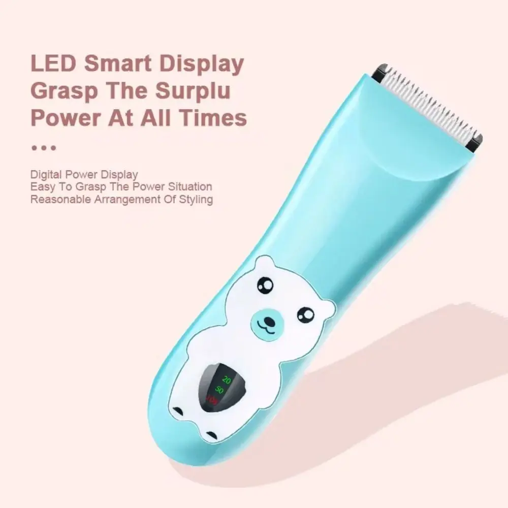 ماكينة تشذيب شعر الطفل الصامتة المحمولة بشاشة ديجيتال USB ماكينة قص الشعر الكهربائية للأطفال مقاومة للماء للعناية بالطفل
