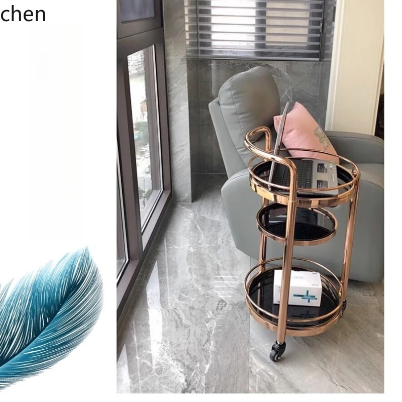 CZ Mobile Wine Cart Stainless Steel High-end Triple-layer Retail Tempered Glass Cart