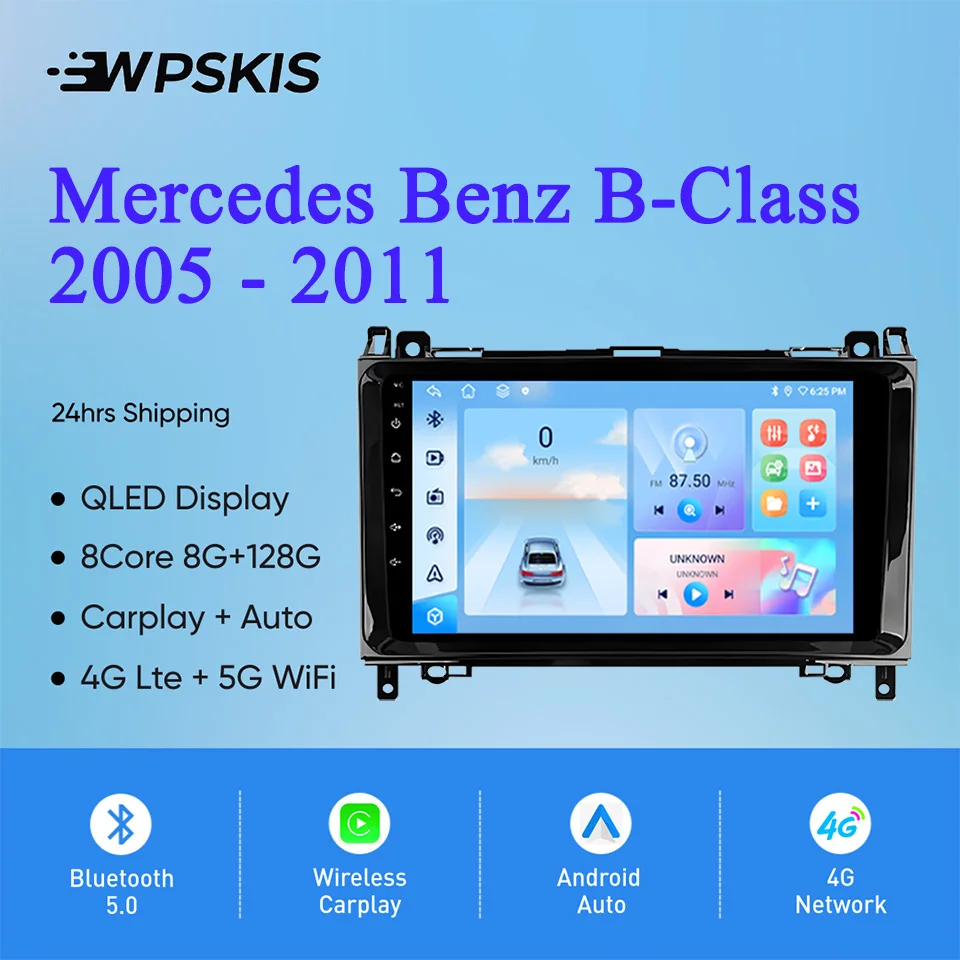 

8Core 8G+128G Carplay Auto Car Radio Audio Stereo Gps Navi Tape HU For Mercedes Benz B-Class Viano Vito Sprinter B200 2005-2012