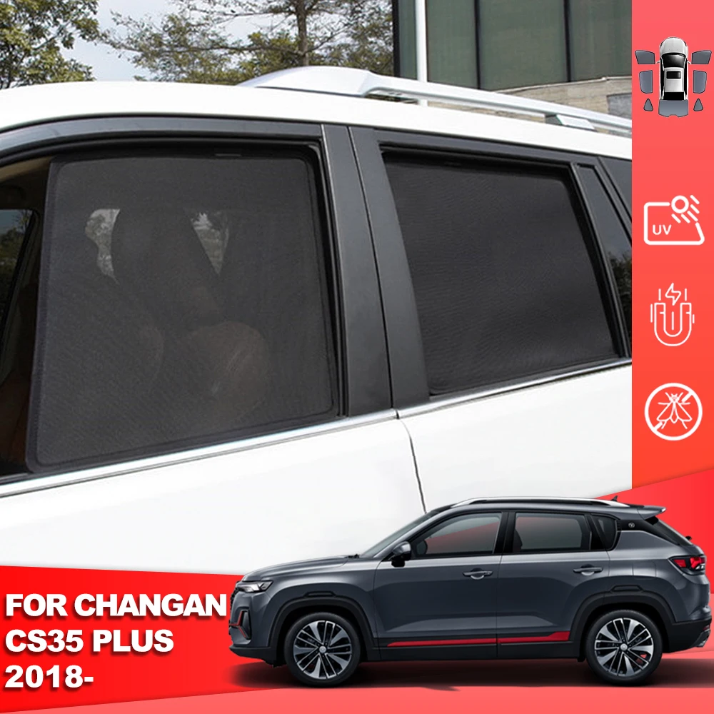 

For Changan CS35 Plus 2018-2024 Magnetic Car Sunshade Shield Front Windshield Curtain Rear Side Baby Window Mesh Sun Shade Visor