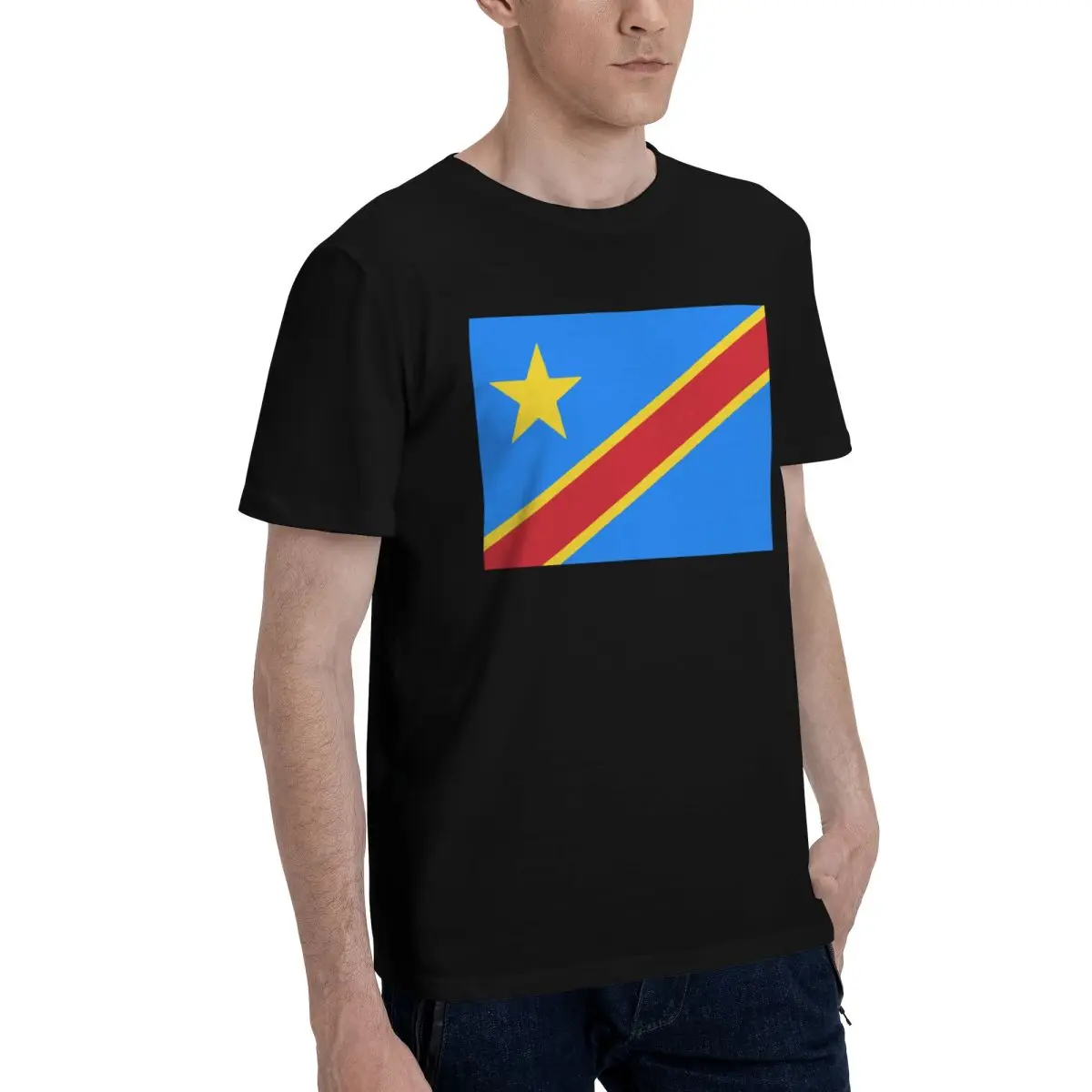 Flag Of Congo Kinshasa Zaire Washed T-Shirt Mens Streetwear Casual T-Shirts Summer O Neck Trendy Tee Shirt Print Big Size Tops