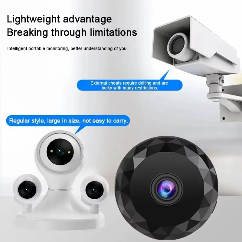 Câmera de Segurança Mini WiFi Sem Fio com Visão Noturna, Detecção de Movimento, Bateria Recarregável, Fácil de Montar e Controlada por Aplicativo