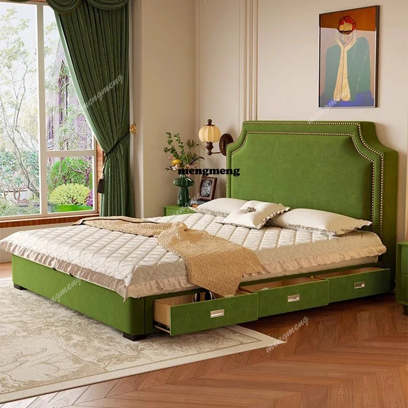 Storage European Massage Bed Simple Bedroom Frame Princess Bed Sleeping Modern Safe Letto Matrimoniale Lounge Suite Furniture