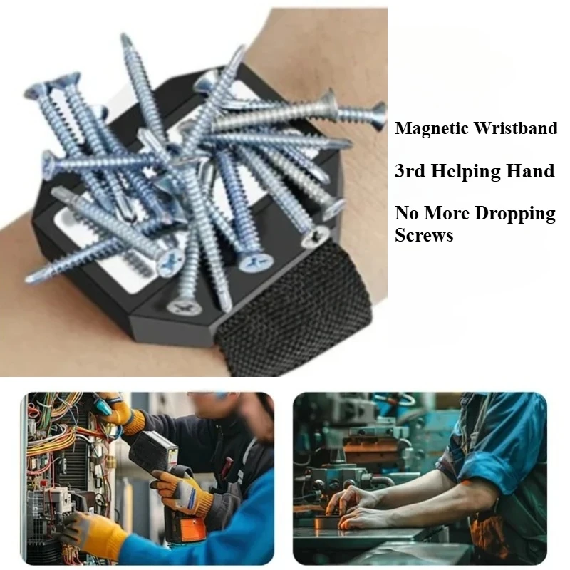 Magnetic Wristband for Holding Screws Nails Drill Bits Strong Magnet Wrist Tool Belt Adjustable Bracelet Cool Gadgets for Men