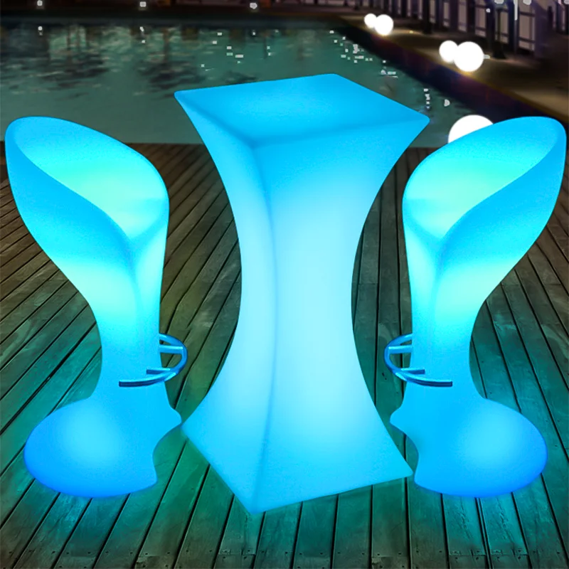 Modern Adjustable High Table LED Lighting Cocktail Bar Furniture for Home Club Events Weddings Outdoor Spaces Rustic