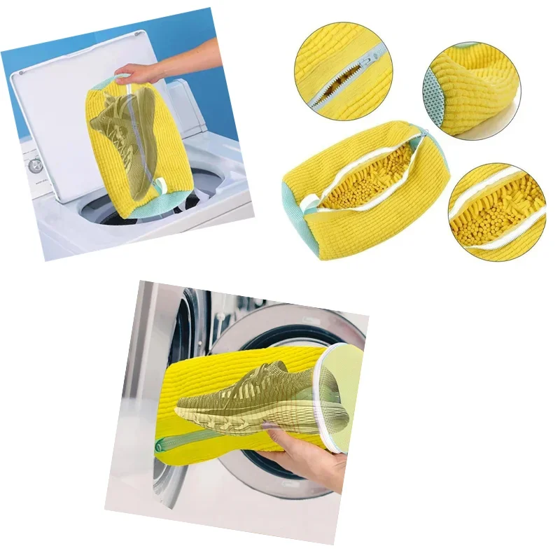 

Durable Polyester Shoe Washing Bag with Adjustable Strap Soft Fiber Protector for Machine Wash Drying Storage