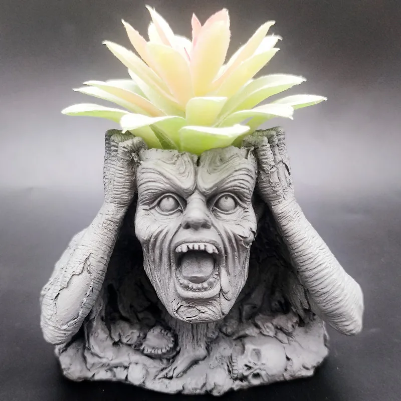 New Dark Terror Zombie Vase Plant Silicone Mold DIY Production Resin Gypsum Crafts Halloween Decorative Tools