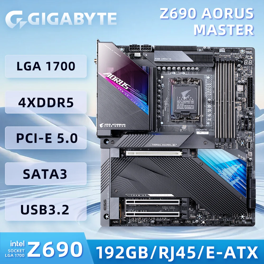 GIGABYTE Z690 AORUS 마스터 인텔 마더보드, 중고용 4 x DDR5 DIMM, 최대 메모리 192GB, CPU 슬롯 LGA 1700 PCI-E 4.0 M.2 포트 