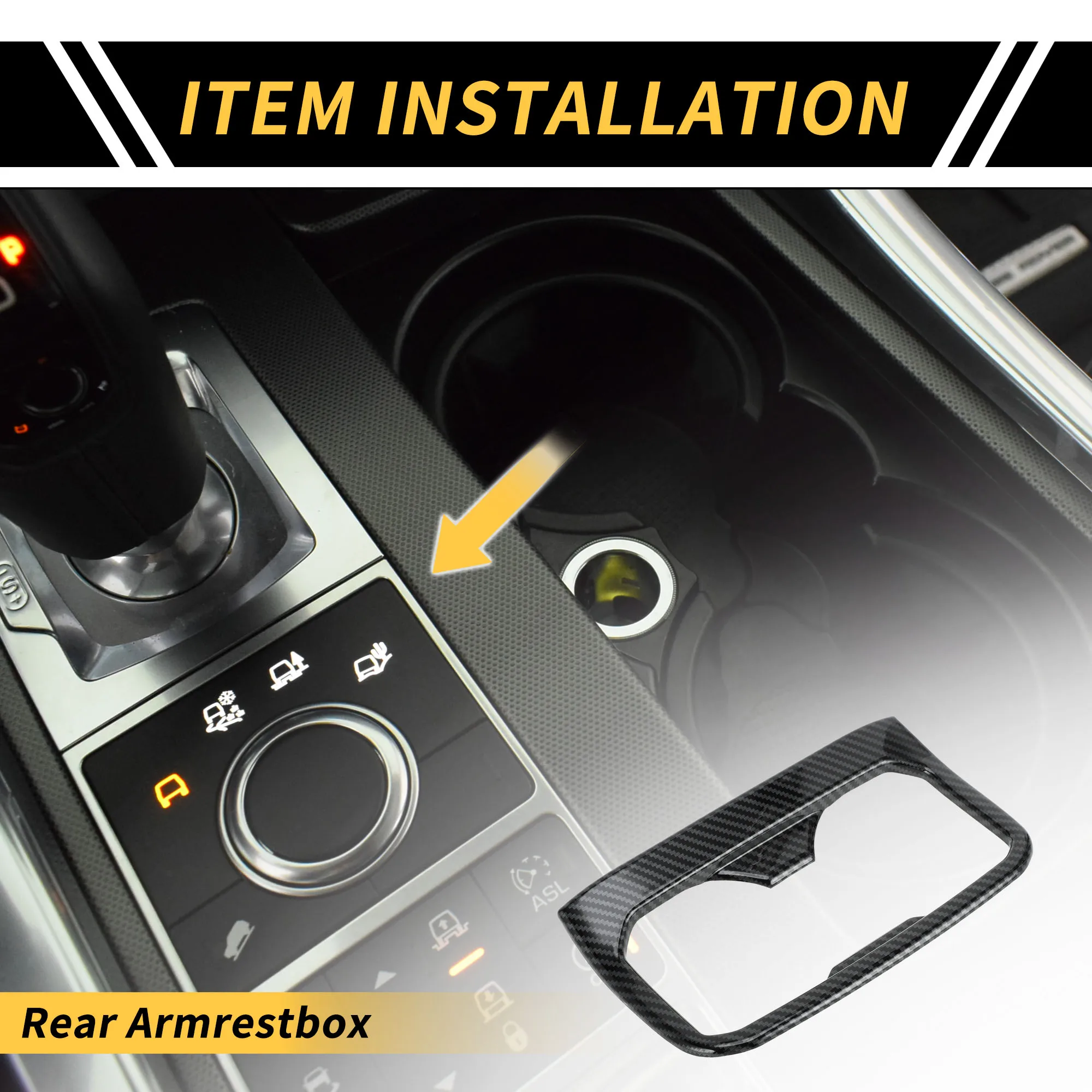 

UXCELL Carbon Fiber Pattern Armrestbox Rear Cup Holder Cover for Toyota Tacoma 16-23