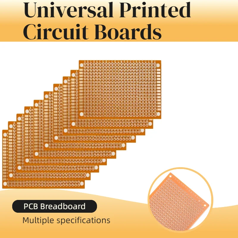 3-10 Uds 5*7CM 7x9cm 9x15cm PCB placa de pruebas Protoboard placas de circuito impreso universales de un solo lado 2,54 MM de espesor juego de bricolaje amarillo