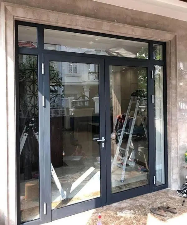 Aluminum Casement Door Soundproof Broken Bridge Design Double Tempered Glass Exterior Modern Thermal Insulation Doors for House