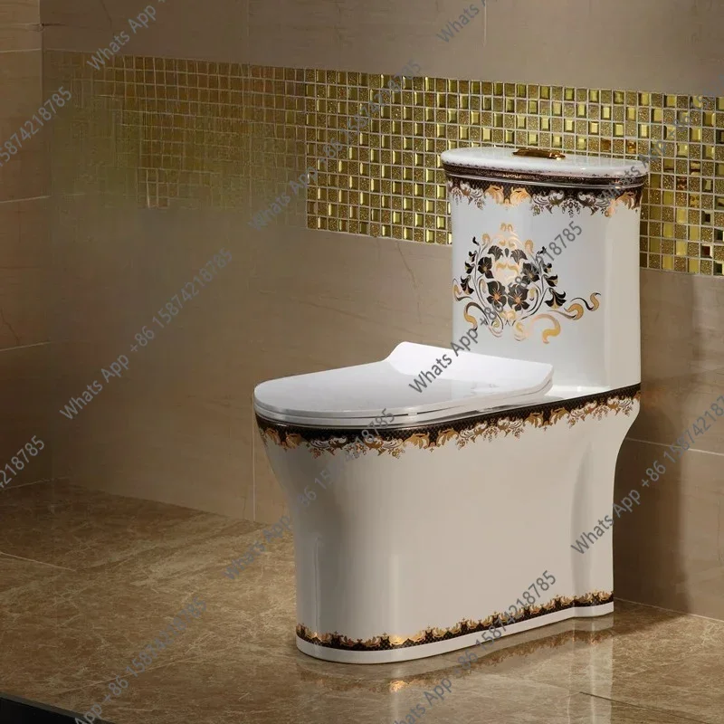 X65 Color Gold Toilet, Silent Deodorant Pumping, Large Diameter Super Xuan Toilet, European Bathroom, Household Toilet
