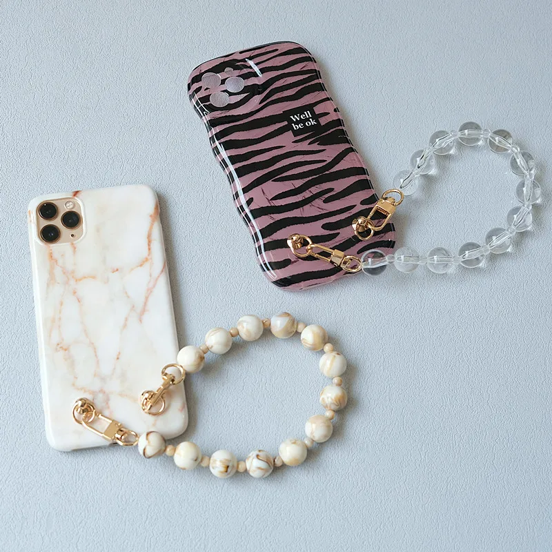 New Phone Accessory Cellphone Parts Chain Anti Lost Universal Amber Beaded Shoulder Neck Crossbody Phone Strap Case Holder Chain