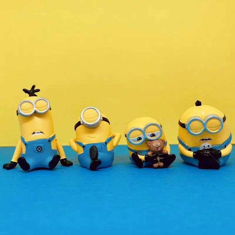 4pcs/set Genuine TOMY Despicable Me Minions FIG Shoulder on shoulder Doll Anime Action Figure Model Toys Gift for Birthday