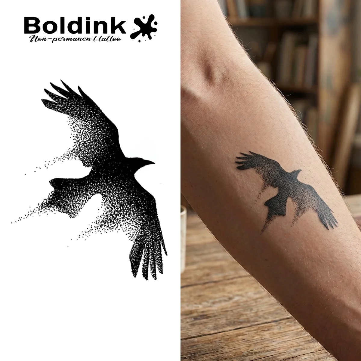 

BOLDINK Flying Eagle Tattoo Sticker Unisex Stylish Easy Apply Waterproof Long Lasting 1-2 Week