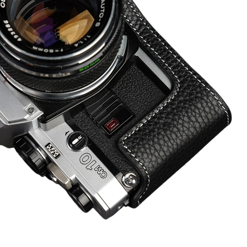 Estuche de Cuero Genuino Hecho a Mano para Cámara Olympus OM10 OM20 OM30