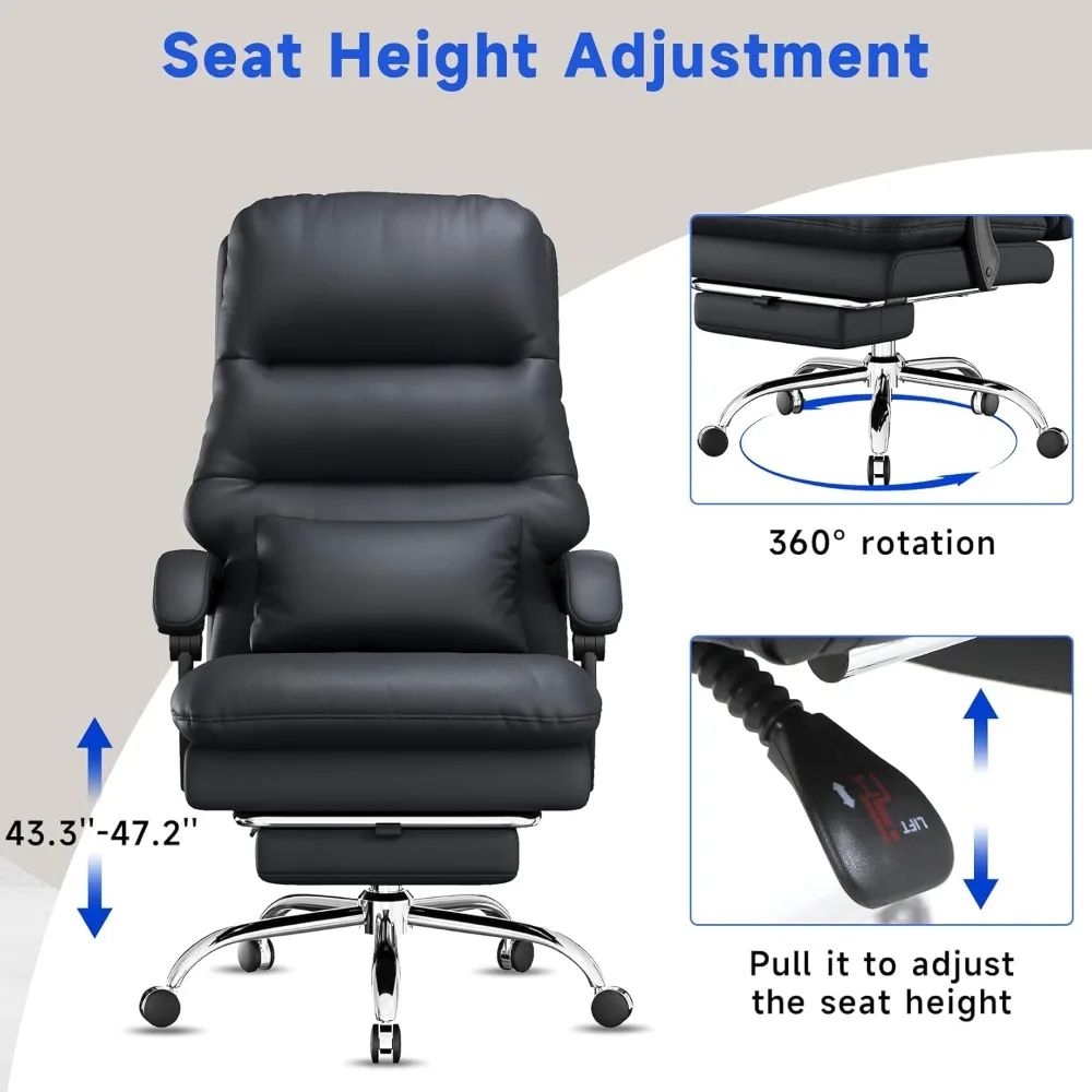 Big and Tall Office Desk Chair, Ergonomic Office Chair, 400LBS PU Leather Computer Chairs, Executive Office Chair image 5