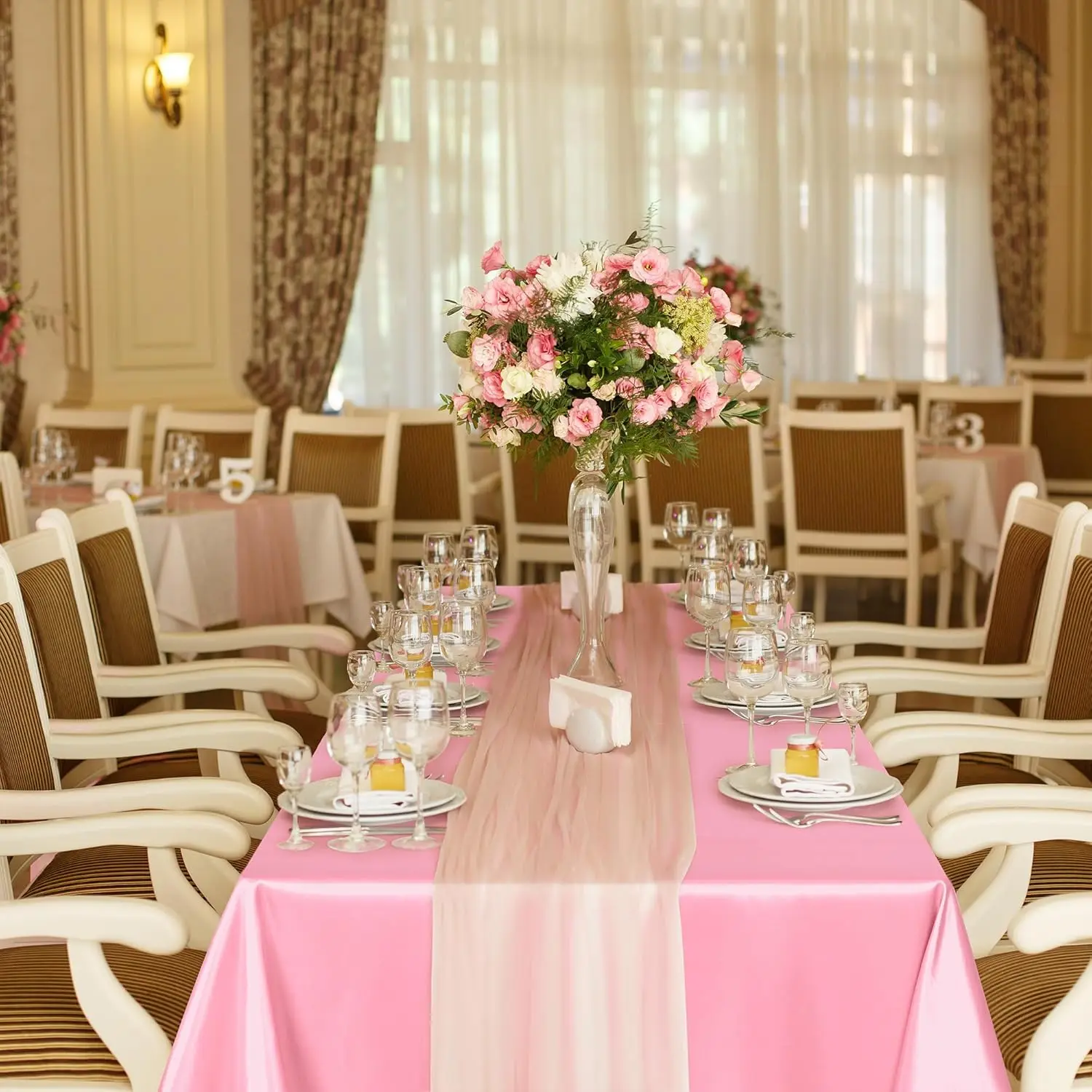 Tovaglia rettangolare in raso rosa, tovaglia per matrimoni, per Natale, Capodanno, eventi di compleanno, decorazioni per banchetti, sala da pranzo in casa