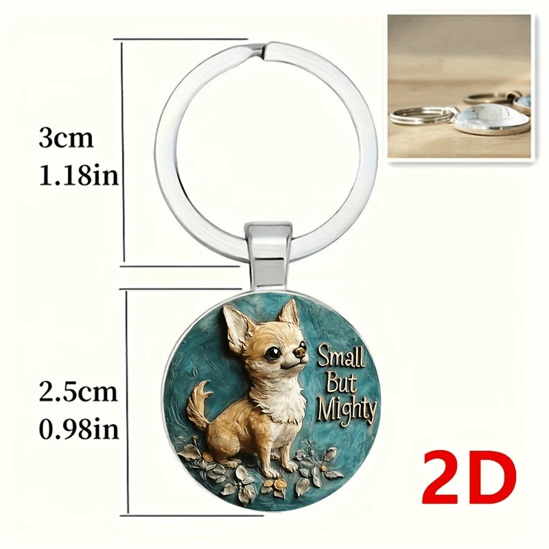 Vintage Chihuahua Keychain with 