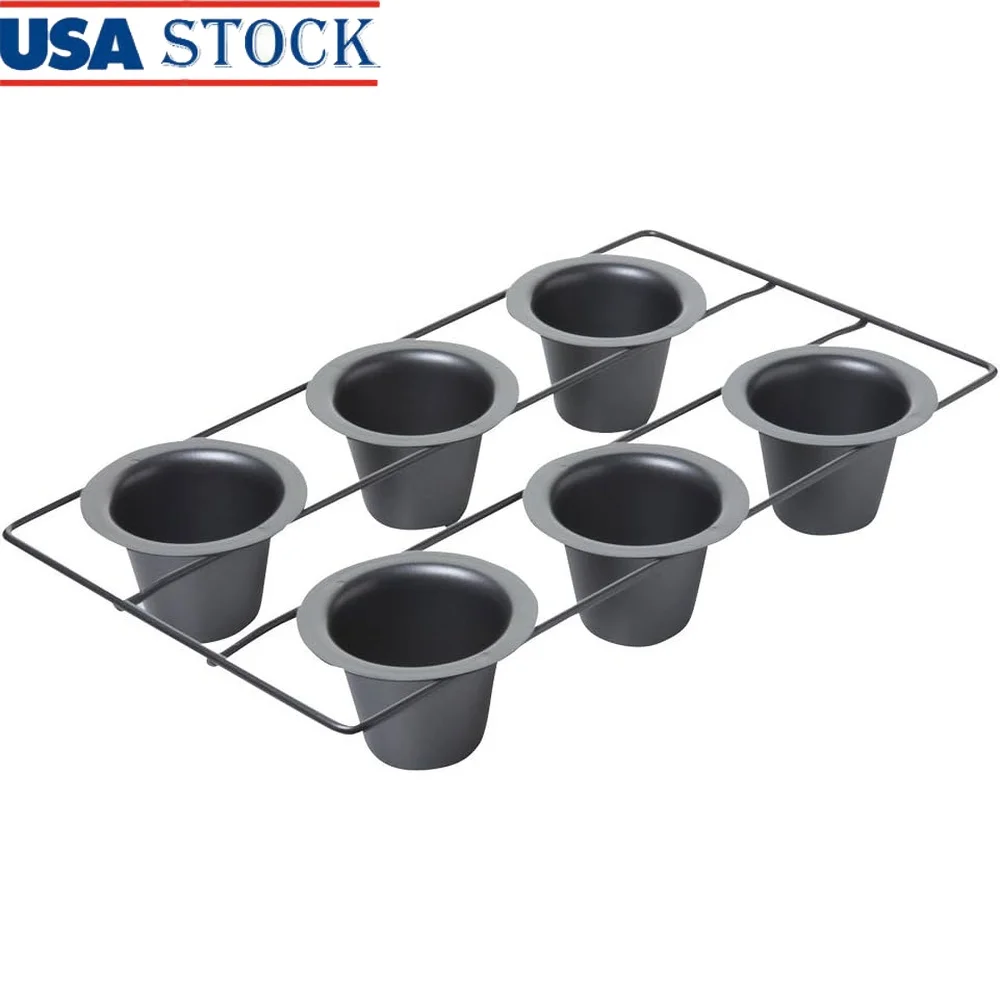 

6-Cup Nonstick Popover Pan Heavyweight Aluminized Steel Ideal Yorkshire Pudding Muffins Professional Baking Durable Oven Safe
