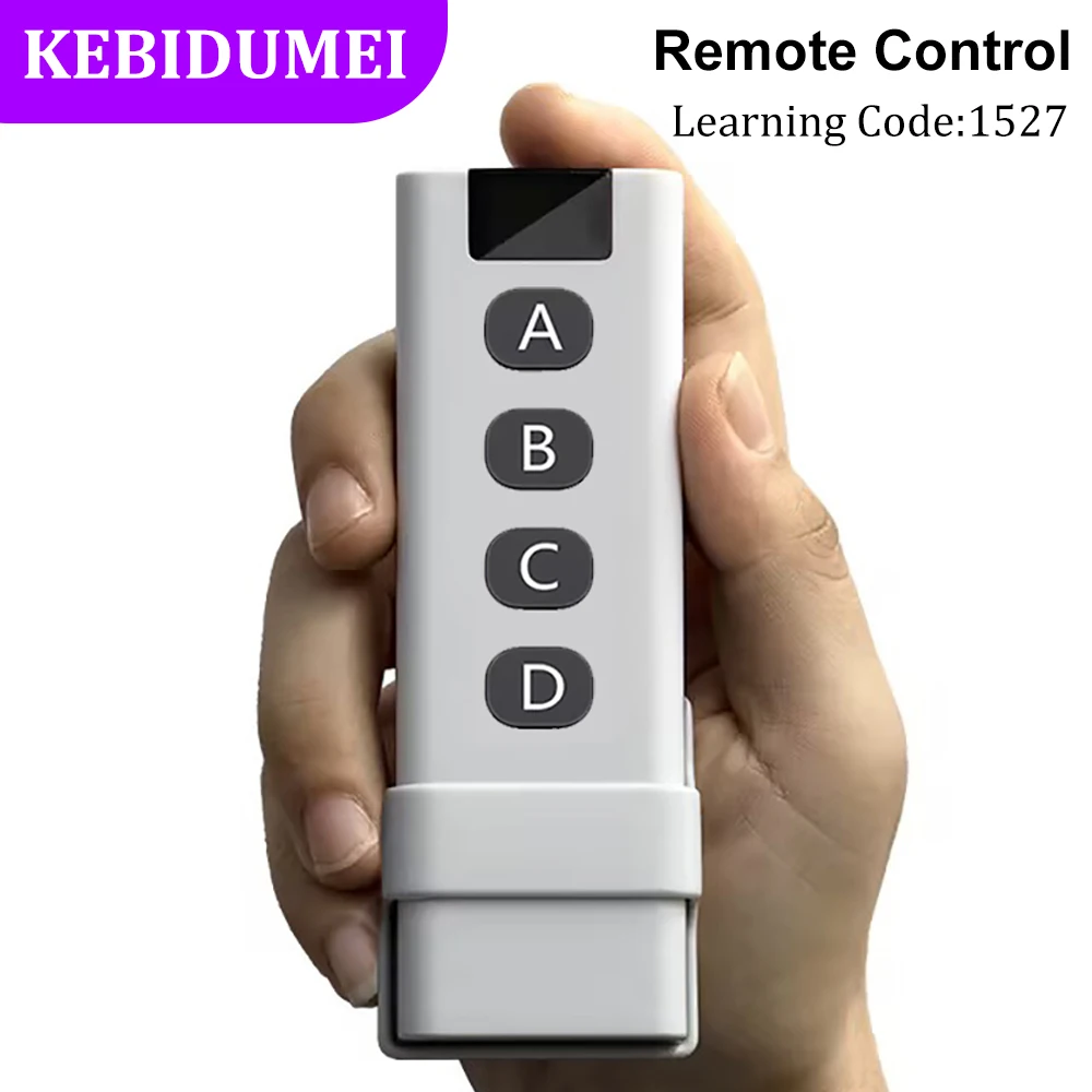 433MHz Learning Remote Control RF Remote Control 4Keys Wireless Controller Transmitter Learning Code 1527 for Gadget Gate Garage