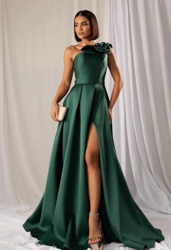 جودة عالية مخصصة بدون حمالات مطوي شوكة عالية طول الأرض Abiti Eleganti Donna Da Cerimonia Lungo فستان فيستدو دورادو رداء