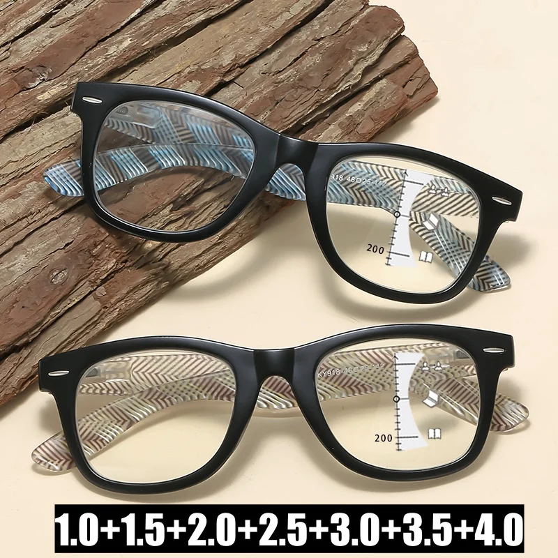 

New Progressive Multifocal Reading Glasses for Men Women Vintage Anti-blue Light Plus Diopters Eyewear Unisex Retro Presbyopia