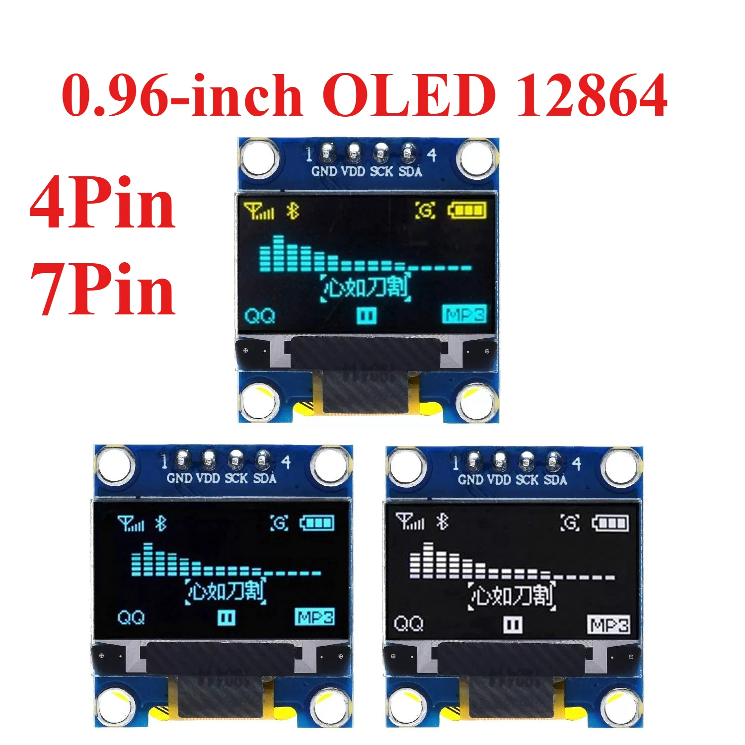 0.96-inch OLED 12864 LCD Display with I2C Interface and SSD1315 Driver Compatible with Arduino/STM32 Development Boards