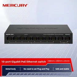 Kwik 10-Port Gigabit Poe Switch 8 Poorten Poe @ 85W 2Gigabit Uplink Poorten, Home Poe Switch Network Line Splitter Msg10cp