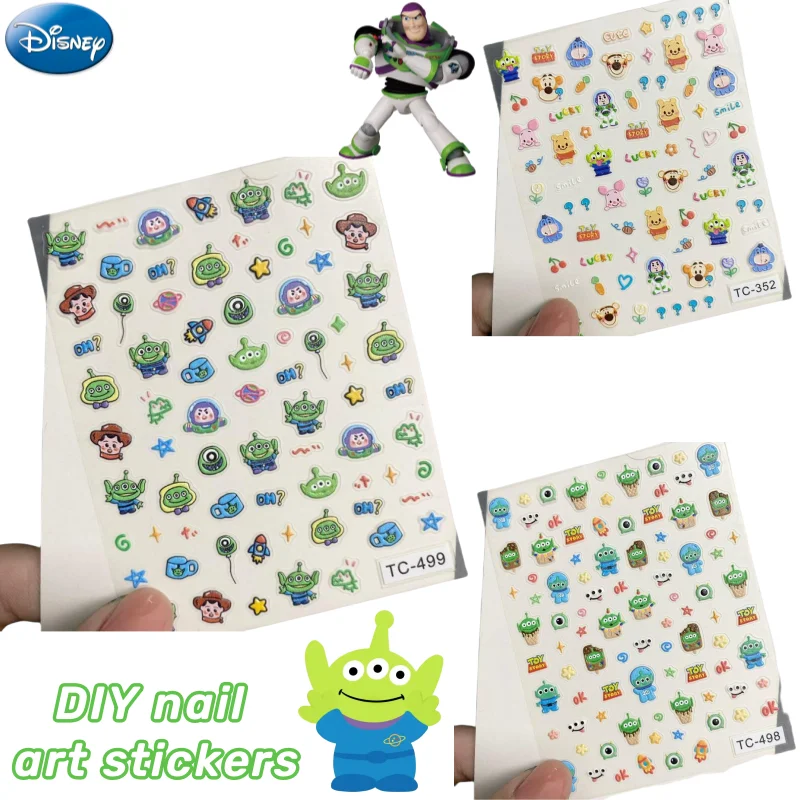 Nuevo Disney Alien Buzz Lightyear Woody periférico de animé creativo dibujos animados lindo en relieve DIY cuaderno decoración de uñas pegatina