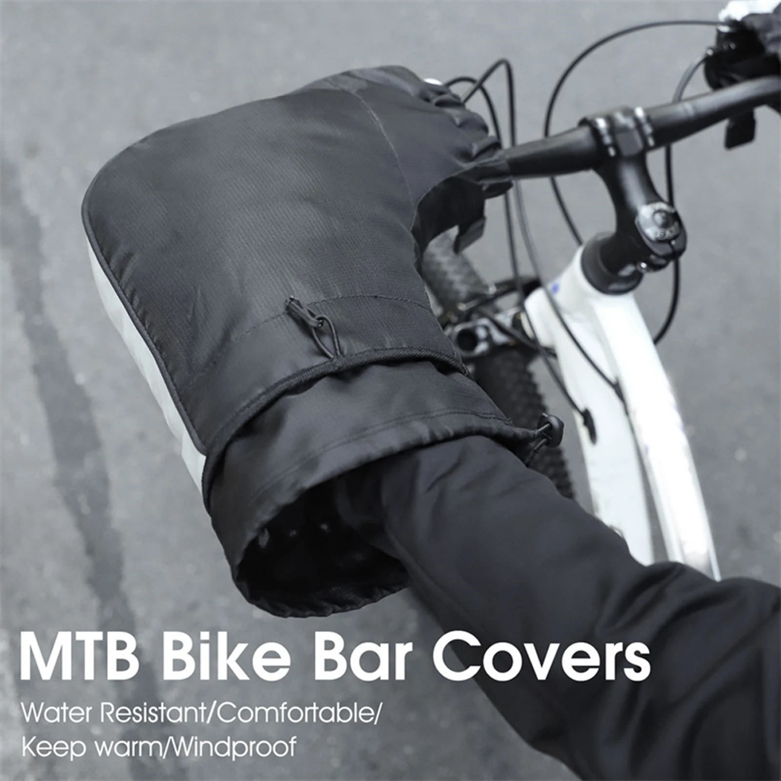 Windproof Thermal Bike Handlebar Mittens Bicycle Electric Bike Warm Handlebar Cover Reflective Painting Safety Cycle Gloves