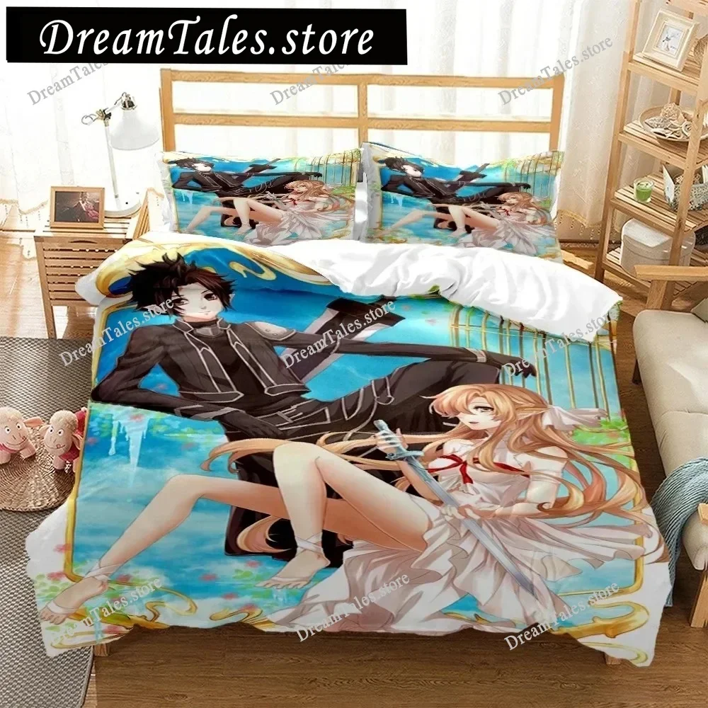 

SAO Anime Art Print Bedding Set Fashion Article Boys Or Adults For Beds Quilt Covers Pillowcases Bedding Set Home Textileextile