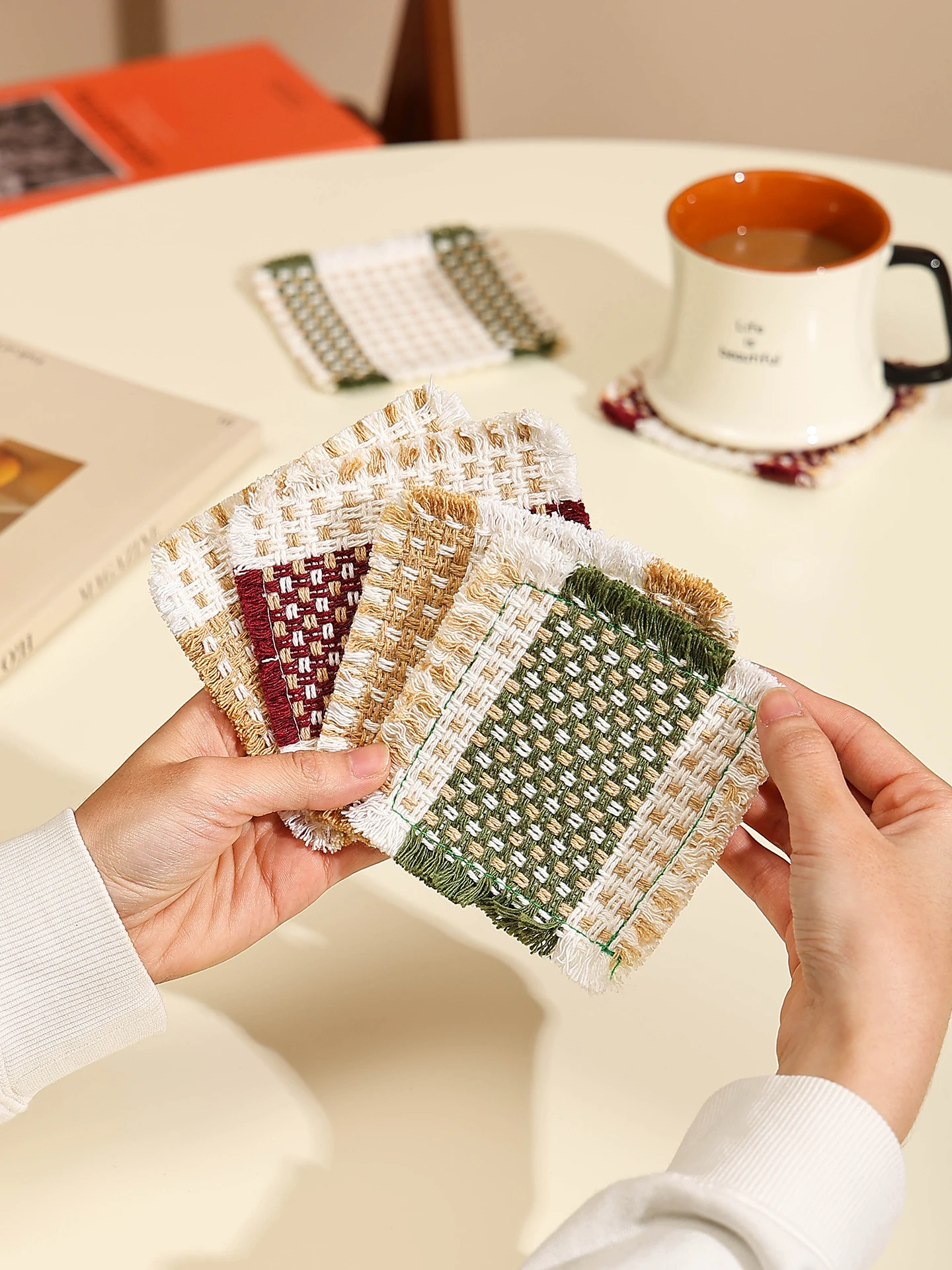 Japanese Style Handwoven Coaster Ins Style Coffee Mat Heat Resistant Home Use Tea Pad Blogger Prop Photography Props