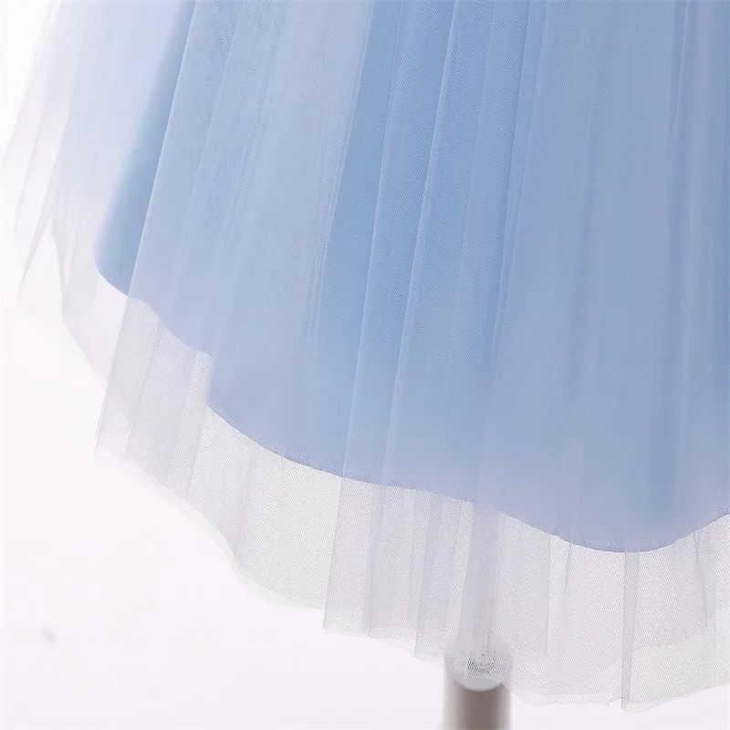 Little Girls Blue Tutu Gown 3-8 Yrs Kid Sequined Fluffy Clothes Flower Girls Bridesmaid Dresses For Wedding Toddler Girl Costume