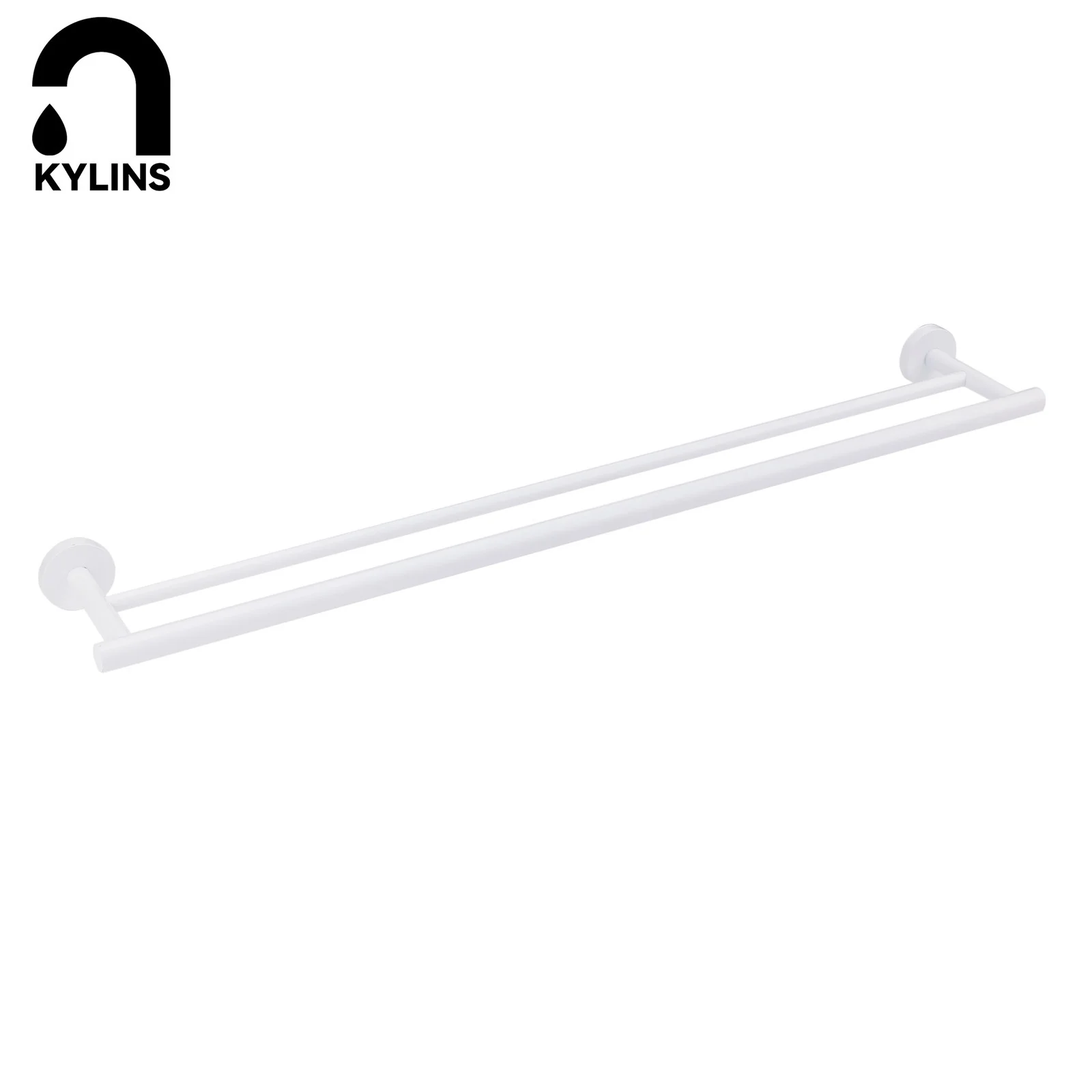 **Sydney Stock** KYLINS Matte White Round 750mm Double Towel Rail Rack Holder Bar Kit 304 Stainless Steel Bathroom Accessories