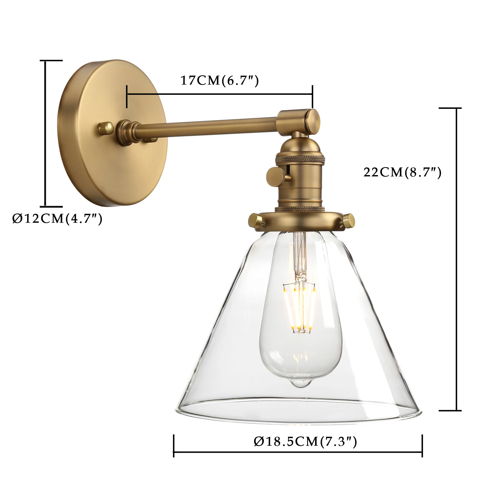 Imagem -04 - Phanthy Industrial Wall Sconce Cone Light Fixture para Banheiro Cozinha e Quarto Antique 1-light 73