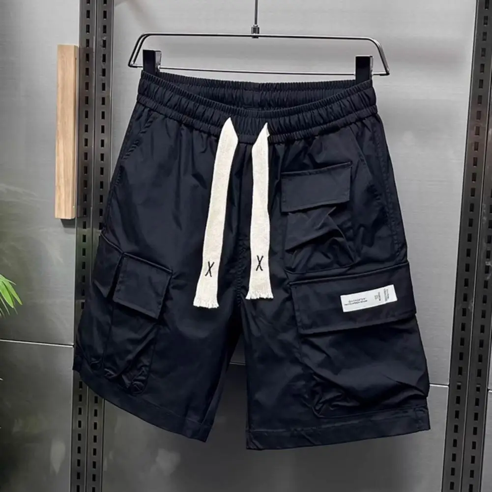 Breathable Men Shorts Quick-drying Cargo Shorts Quick-drying Men\'s Elastic Waist Cargo Shorts Multi-pocketed Wide Leg for Summer