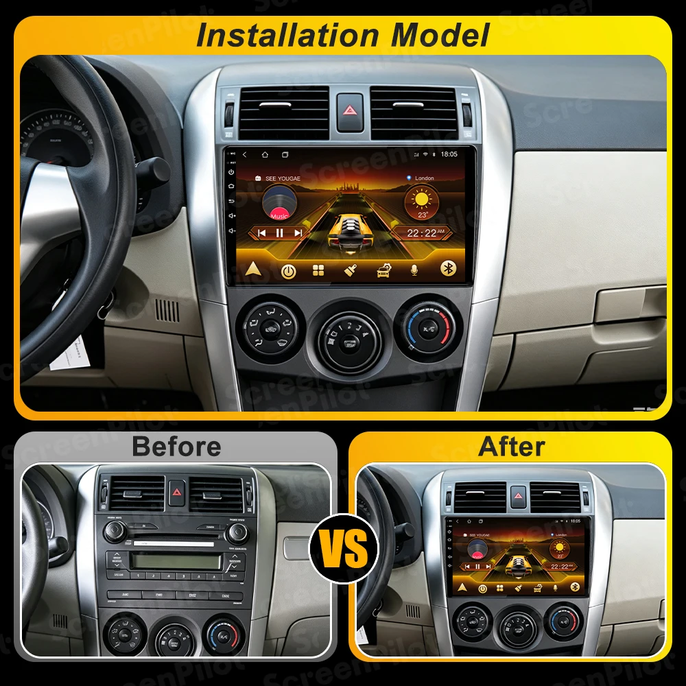 Android 16 For Toyota Corolla E140 E150 2006-2013 Car Radio Stereo Head Unit  Multimedia Video Player GPS Navigation 2K QLED 5G