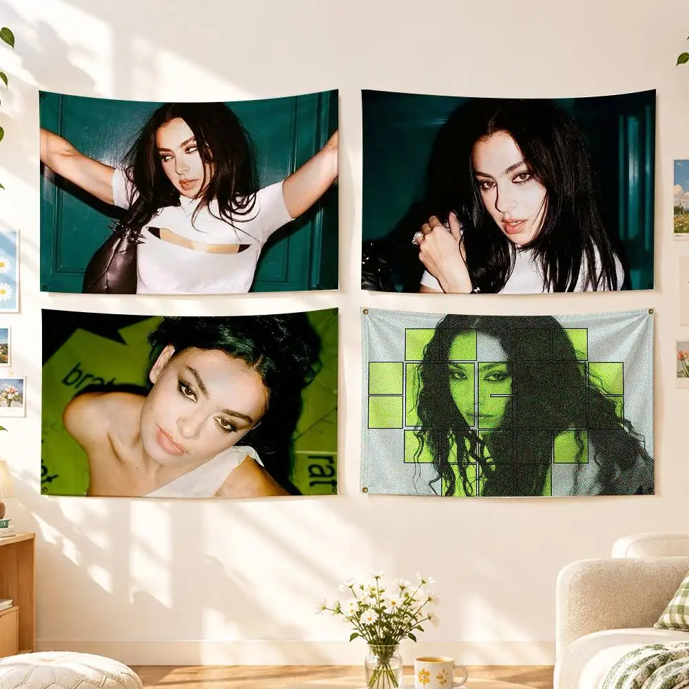 BRAT C-Charli XCX Flags Wall Hanging Background Art Banner for Bedroom Home Outdoor Decor