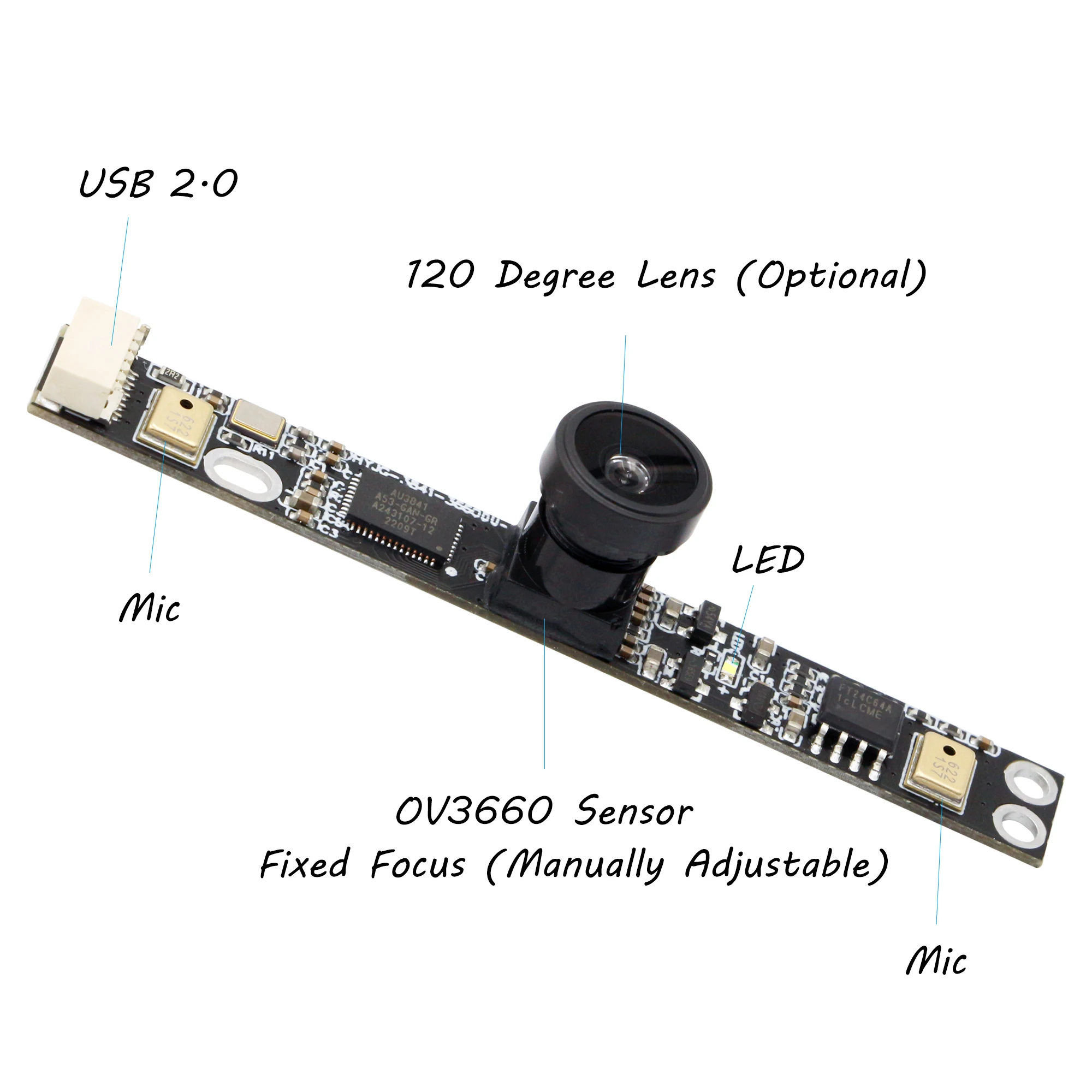 Factory OEM MK360 3MP 1080P OV3660 120 Degree Wide Angle 15FPS Vandal-proof Camera Module CMOS Sensor UVC HD Micro IR USB