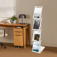 4 Layers Portable A4 Brochure Holder Foldable Magazine Rack Exhibition Catalogue Rack Literature Display Stand Black/White