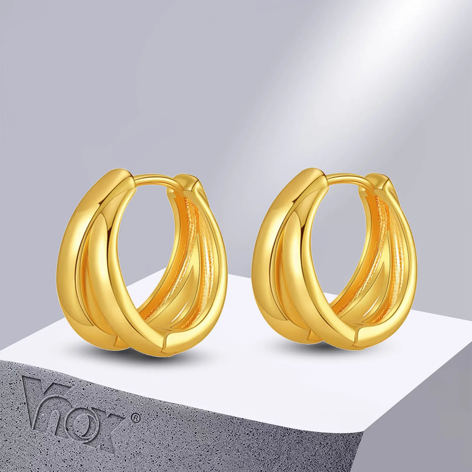 

Vnox Chic Hoop Earrings For Women, Dainty Layered Metal Huggies, Minimalist Streetwear Ear Jewelry