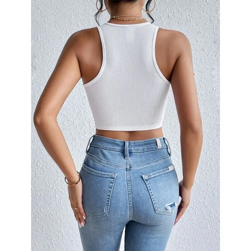 Sport Crop Top Women Fashion Sleeveless Sport Vest Solid Color Fitness Tank Top Seamless Streetwear Base Tees Tops