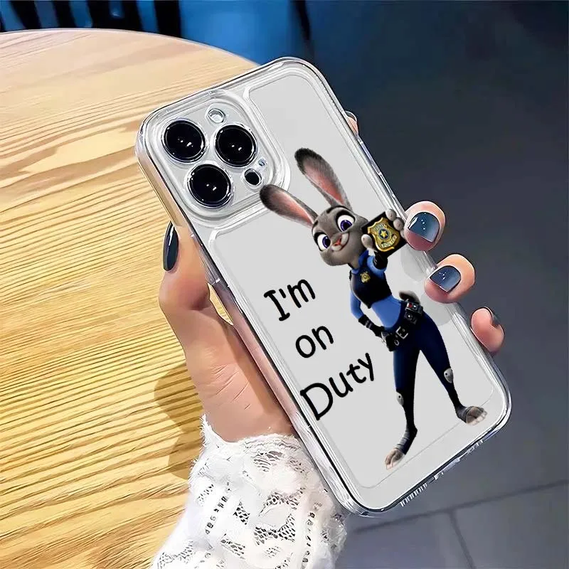 ディズニー ズートピア ウサギ キツネ Apple iPhone 17 16 15 14 13 12 11 Air Pro Max Plus Mini 用 透明 ソフト スマホケース
