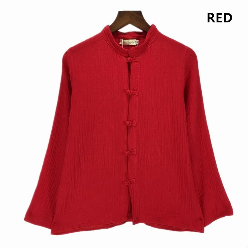 

2024 Autumn women cotton linen blouse tops Chinese style brand women long sleeve ladies blouses camisetas mujer blusas camisa