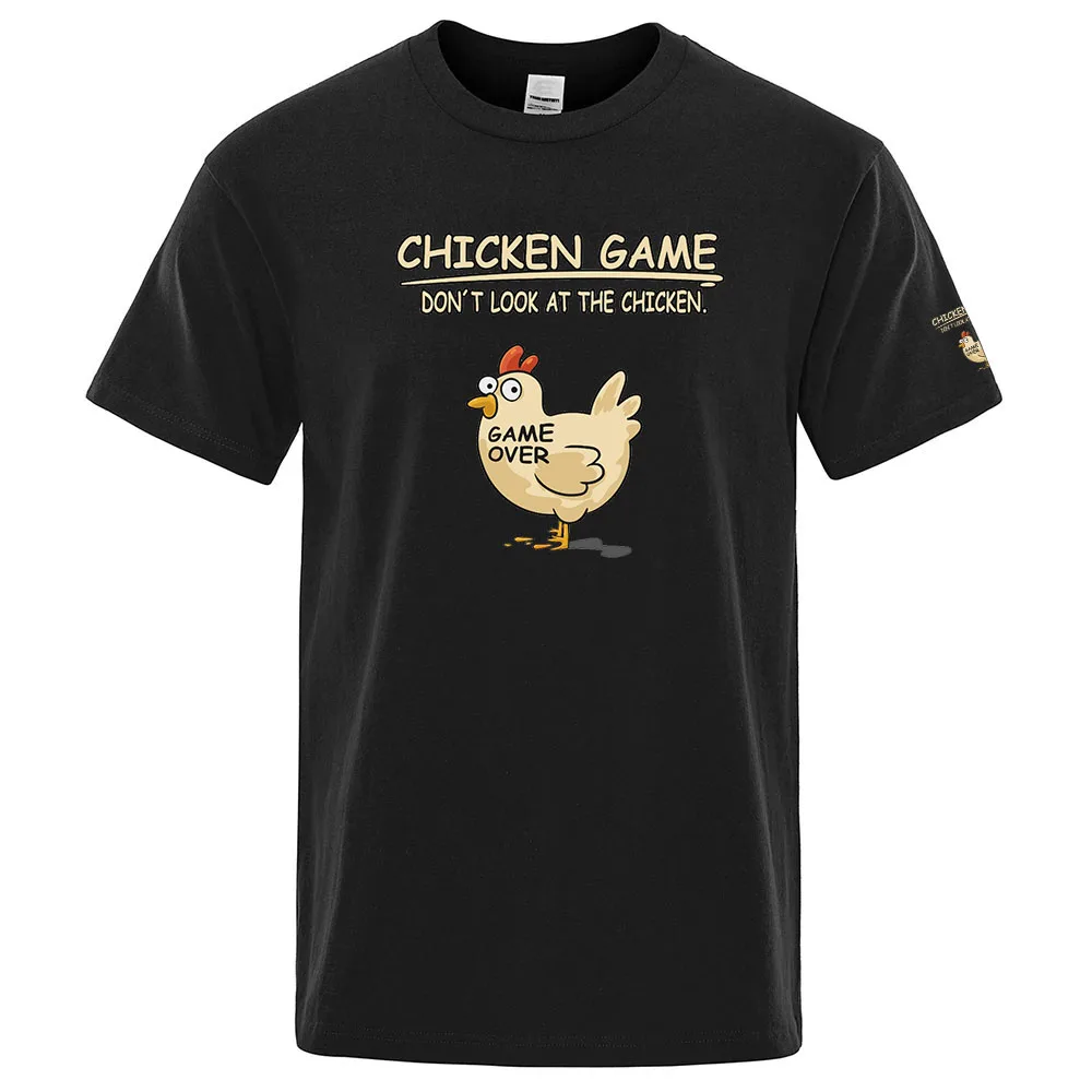 

Chicken Game Don't Look At The Chicken Pattern 2025 Мужская новая брендовая обычная футболка с короткими рукавами, однотонные повседневные топы