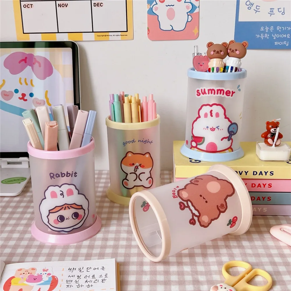 Cute Pen Pencil Pot Holder Brush Storage Container Desk Organizer Multifunction Washi Tape Stationery Pen Holder Office Supplies